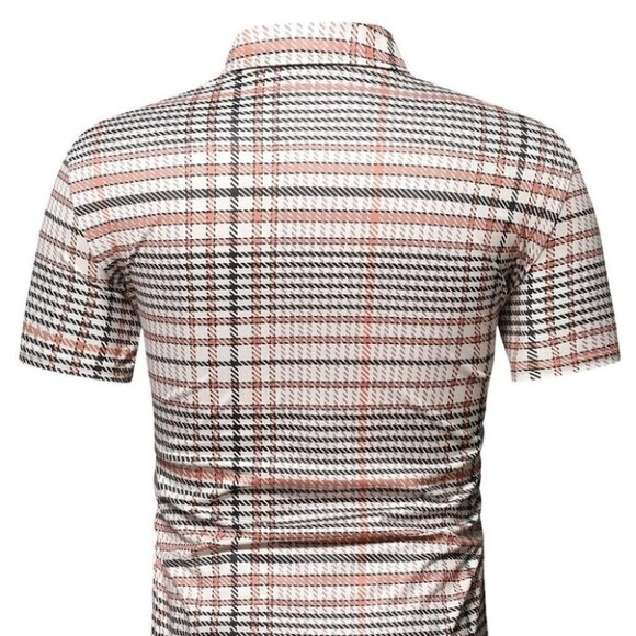 White Mens Plaid Polo Shirt - Picture 3 of 6